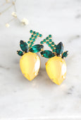 Fruit Collection Lemon Crystal Cluster Earrings