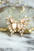 Andrea Ivory Cream Austrian Crystal Statement Climbing Bridal Gold Earrings