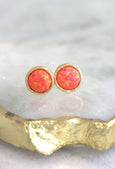 Fire Opal October Birthstone Stud Earrings