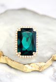 Ada Fancy Emerald Austrian Crystal Big Cocktail Ring
