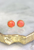 Fire Opal October Birthstone Stud Earrings