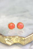 Fire Opal October Birthstone Stud Earrings