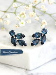 Dark Blue Clip On Earrings, Bridal Blue navy Clip On Earrings
