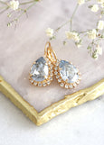 Dusty Blue Drop Earrings, Light Blue Bridal Earrings