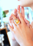 Cocktail Crystal Ring, Statement Peacock Crystal Ring, Multicolor Ring