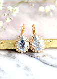 Dusty Blue Drop Earrings, Light Blue Bridal Earrings