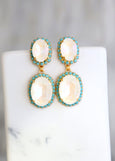 White Opal Chandelier Earrings, Bridal White Opal Drop Earrings