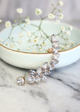 Ear Climber Earrings, Ear cuff earrings, Dusty Blue Crystal Earrings