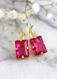 Fuchsia Pink Earrings, Christmas Gift For Her, Pink Drop Earrings