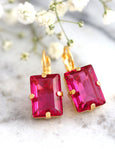 Fuchsia Pink Earrings, Christmas Gift For Her, Pink Drop Earrings