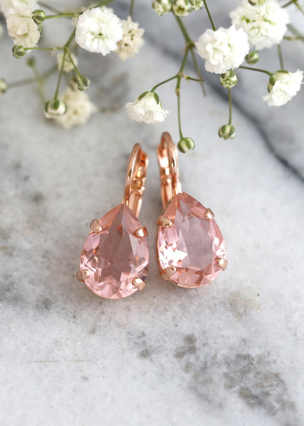 Blush Drop Earrings, Bridal Drop Blush Earrings, Bridesmaids Earring