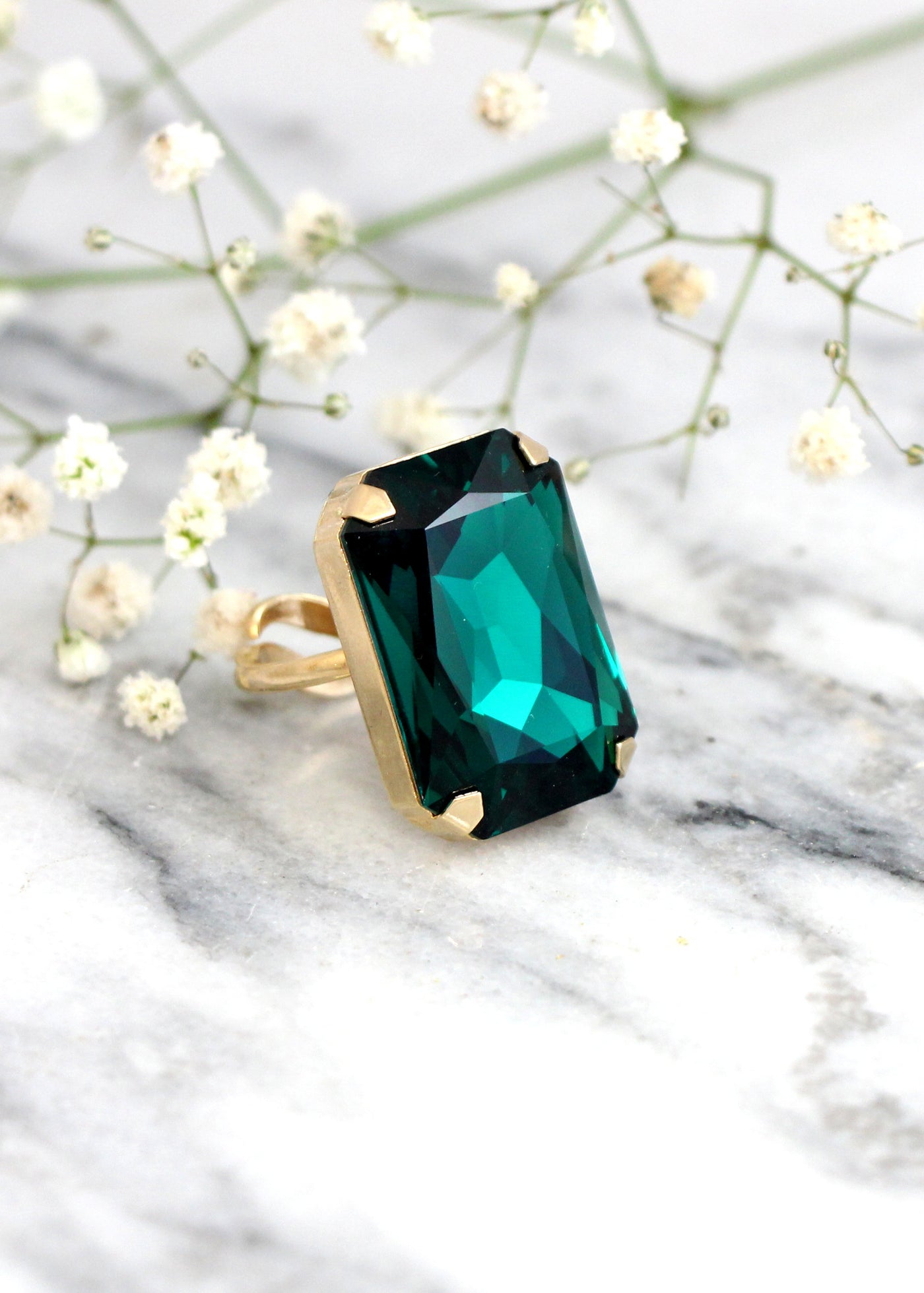 Ada Emerald Crystal Statement Cocktail Ring