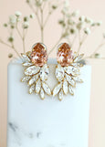 Blush Statement Earrings, Bridal Blush Clip On  Earrings, Blush Rose Bridal Earrings, Bridal Blush Earrings, Big Earring, Morganite Earrings