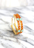 Oversized Orange Earrings, Burnt Orange Crystal Earrings