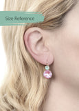 Pink Green Earrings, Red Pink Earrings, Pink Green Drop Earrings