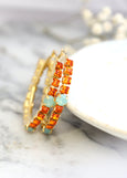 Oversized Orange Earrings, Burnt Orange Crystal Earrings