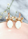 Bridal Opal Drop Earrings, Bridesmaids White Opal Crystal Earrings