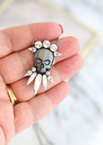 Skull Necklace, Sugar Skull Crystal Necklace, Bridal Gothic Jewelry