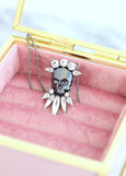 Skull Necklace, Sugar Skull Crystal Necklace, Bridal Gothic Jewelry