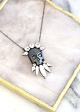 Skull Necklace, Sugar Skull Crystal Necklace, Bridal Gothic Jewelry