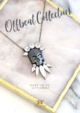 Skull Necklace, Sugar Skull Crystal Necklace, Bridal Gothic Jewelry