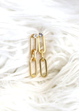 Gold Link Drop Earrings, Gold Link Crystal Drop Earrings