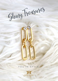 Gold Link Drop Earrings, Gold Link Crystal Drop Earrings