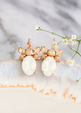 Bridal Opal Drop Earrings, Bridesmaids White Opal Crystal Earrings