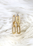Gold Link Drop Earrings, Gold Link Crystal Drop Earrings