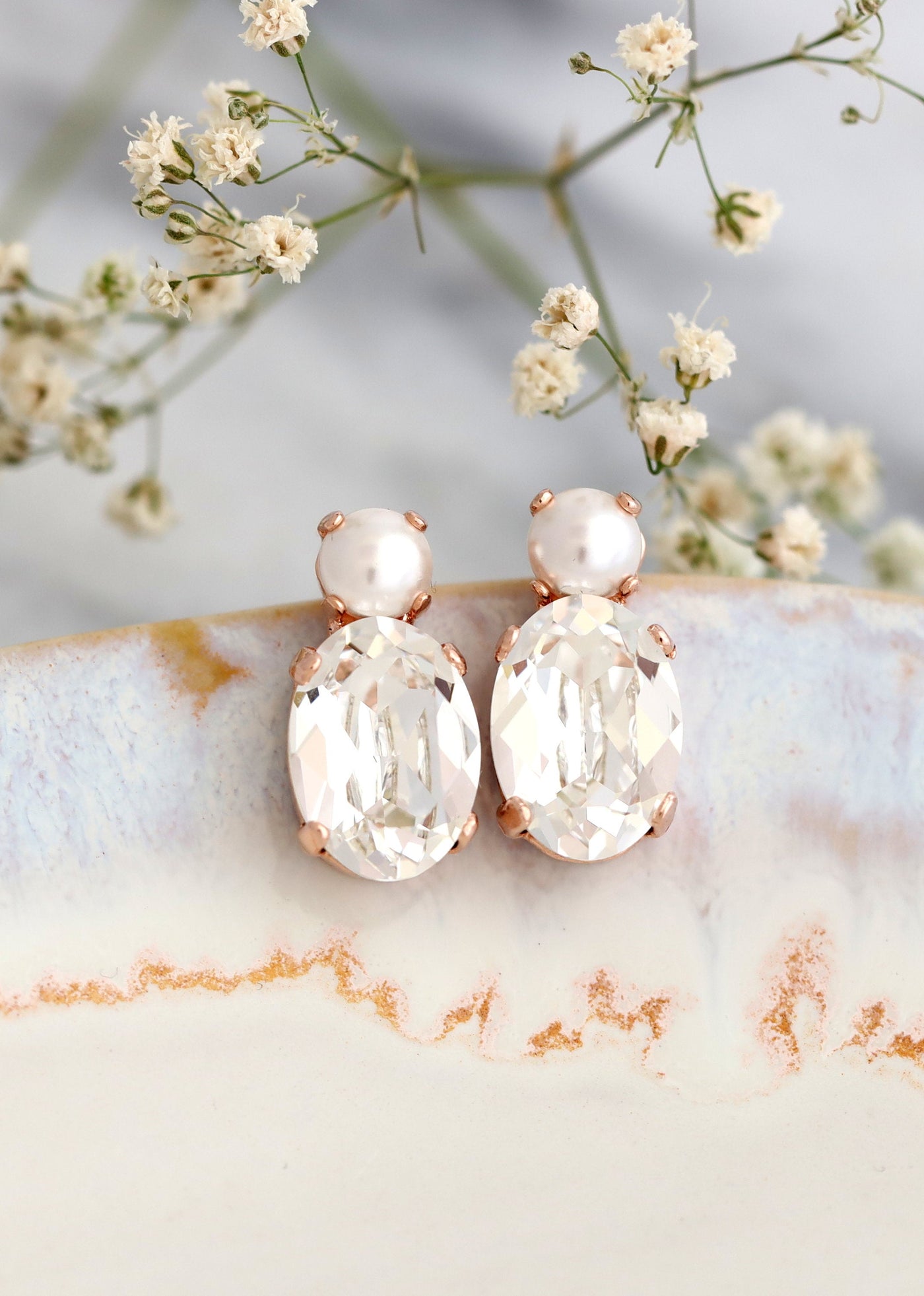 Bridal Earrings, Pearl Crystal Stud Earrings, Bridal Pearl Earrings