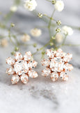 Bridal Earrings, Bridal Cluster Crystal Earrings