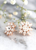 Bridal Earrings, Bridal Cluster Crystal Earrings