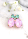 Purple Green Earrings, Purple Lilac Stud Earrings,Gift for her