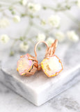 Bridal Peach Gold Earrings, Orange Drop Crystal Earrings