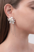 Bridal Pearl Earrings, Statement Pearl Gold Long Earrings