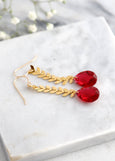 Red Drop Earrings, Boho Chic Earrings, Red Ruby Dangle Earrings