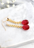 Red Drop Earrings, Boho Chic Earrings, Red Ruby Dangle Earrings