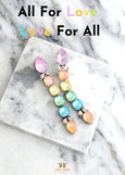 Rainbow Crystal Long Earrings, Chandelier Bridal Earrings