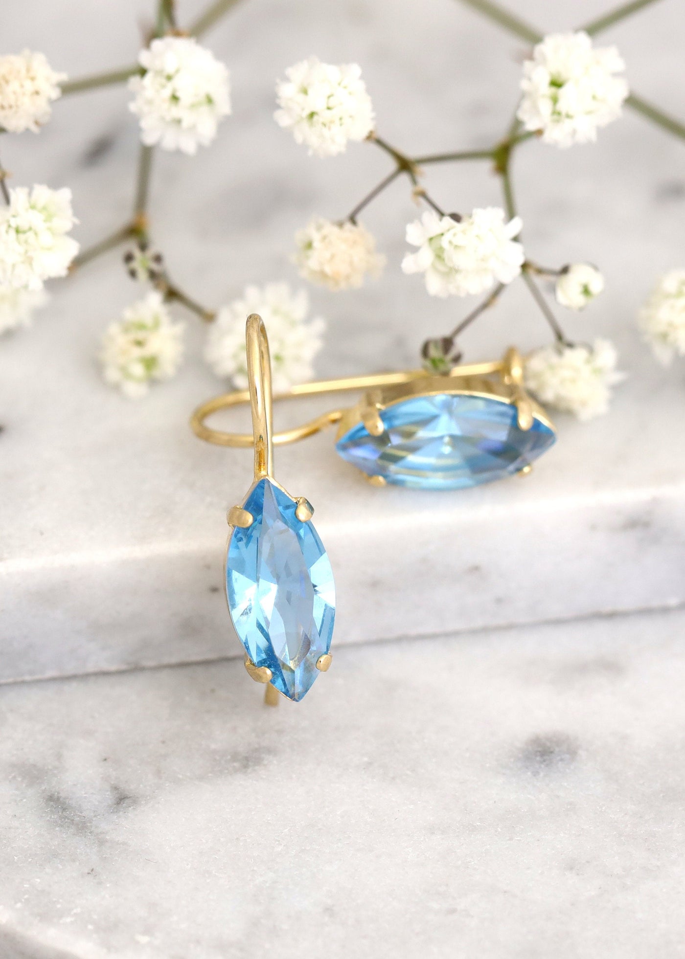 Aquamarine Light Blue Earrings, Bridal Aquamarine Earrings