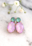 Purple Green Earrings, Purple Lilac Stud Earrings,Gift for her