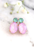 Purple Green Earrings, Purple Lilac Stud Earrings,Gift for her