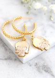 Skull Hoop Earrings, Gold Hoop Earrings, Gothic Bride Earrings