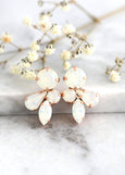 Bridal White Opal Earrings, Bridal Opal Crystal Earrings