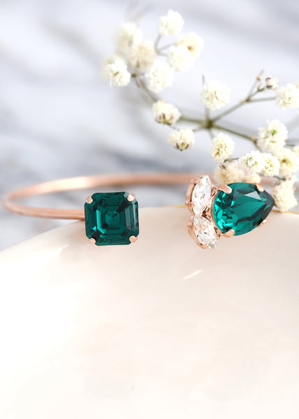 Emerald Green Bridal Bracelet, Bridal Green Bracelet