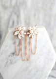 Bridal Pearl Earrings, Statement Pearl Gold Long Earrings