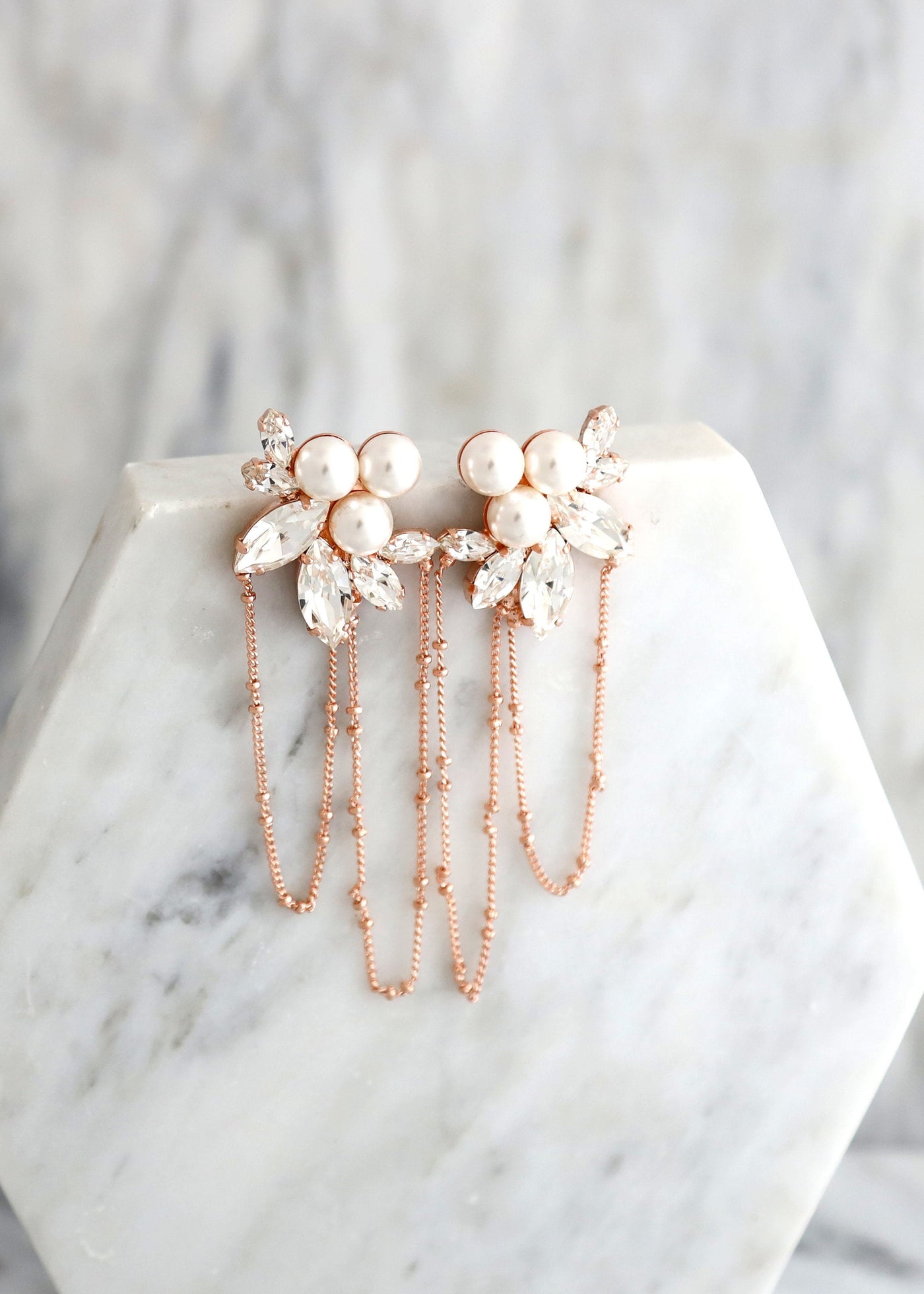 Bridal Pearl Earrings, Statement Pearl Gold Long Earrings