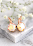 Bridal Peach Gold Earrings, Orange Drop Crystal Earrings
