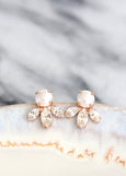 Bridal Pearl Crystal Earrings, Bridesmaids White Vegan Pearl Earrings