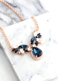 BLUE NAVY Necklace, Bridal Blue Navy Crystal Swarovski Necklace