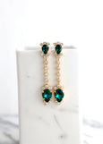 EMERALD LONG  Earrings,  Bridal Emerald Bridal Drop Earrings